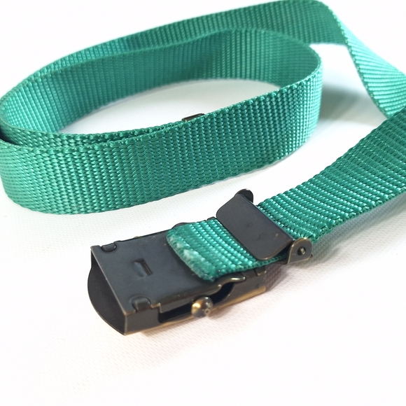 Vintage 90's Boy Scouts of Canada Brass Buckle Green Web Belt - Picture 5 of 8